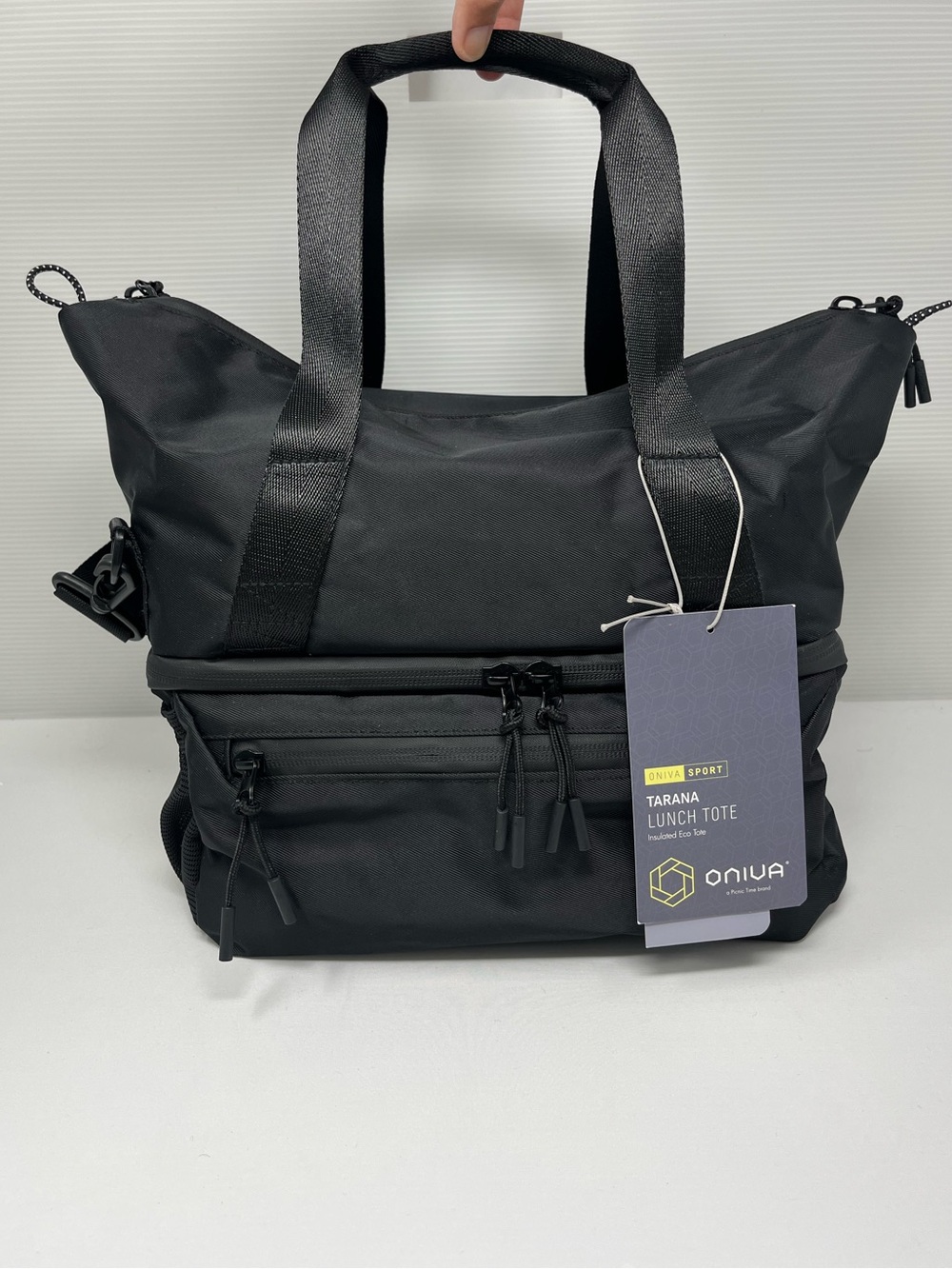NWT Oniva Tarana Insulated Lunch Bag Tote Eco‎ Cooler Black With Utensils Straw